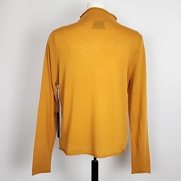 Nicole Miller Women's 100% Extra Fine Merino Wool Mock Neck Mustard Top Size XL - Picture 2 of 8